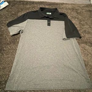 Mens gray and black golf shirt.